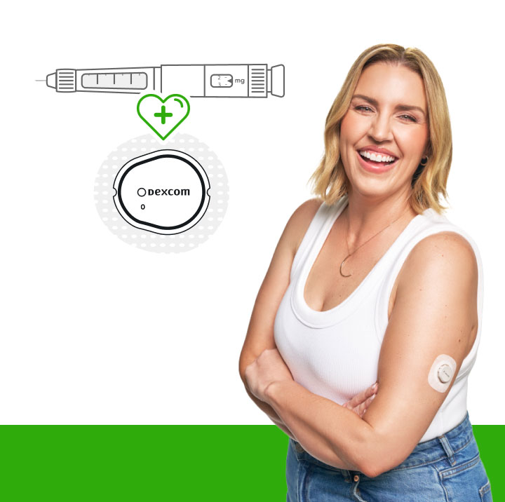 GLP-1 + Dexcom - Dexcom user wearing sensor and smiling