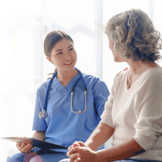 Woman talking with her doctor